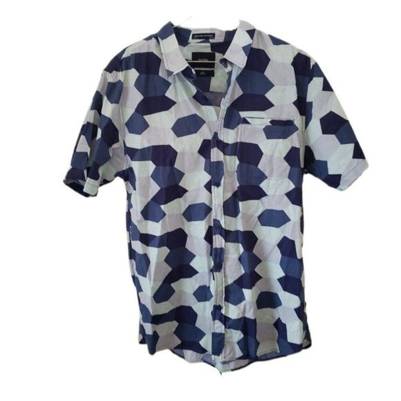 Tavik Beach Born, City Raised Men's  Geometric Print Short Sleeve Shirt - Picture 1 of 4